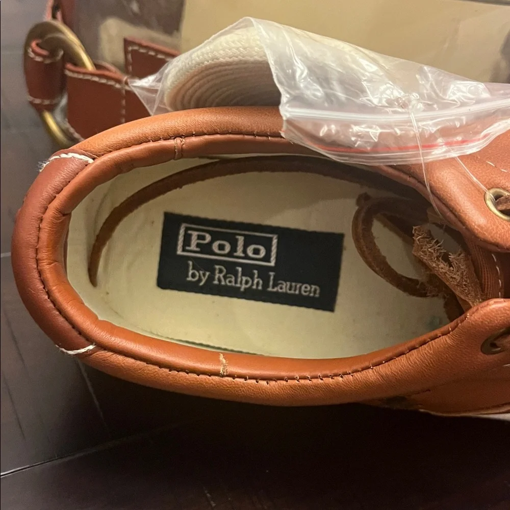 Polo Ralph Lauren Vaughn Soft Leather Boat Shoes Sneakers new tan Men’s Size 8